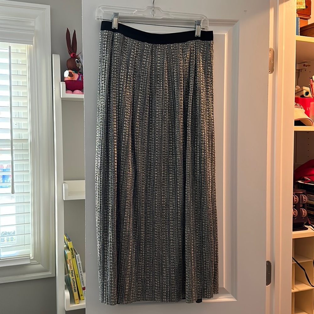 Fun, silver shimmer midi skirt
